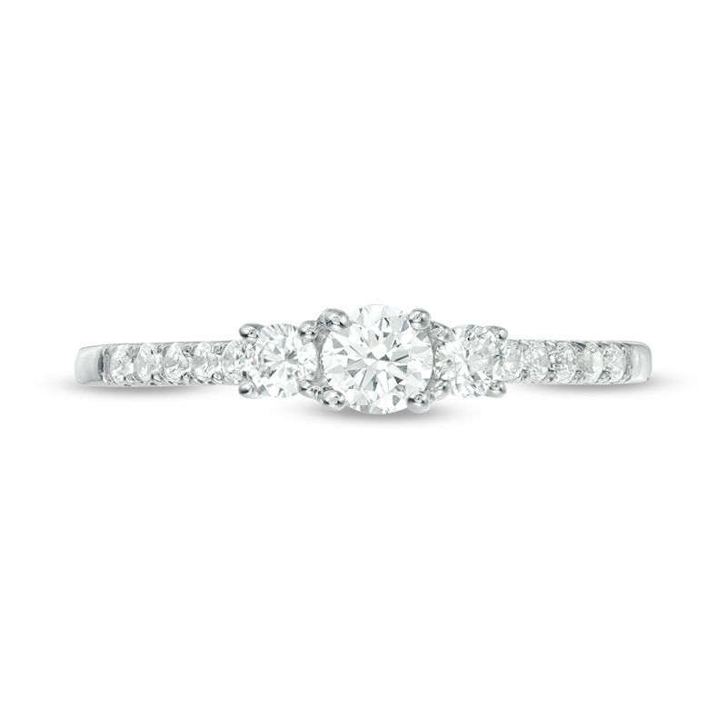 Main Image 6 of 1/2 CT. T.W. Diamond Past Present Future® Engagement Ring in 10K White Gold