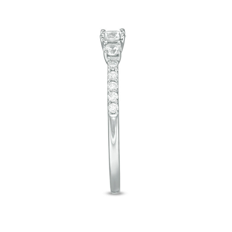 Main Image 7 of 1/2 CT. T.W. Diamond Past Present Future® Engagement Ring in 10K White Gold