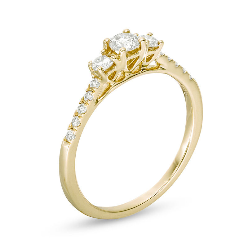 Main Image 2 of 1/2 CT. T.W. Diamond Past Present Future® Engagement Ring in 10K Gold