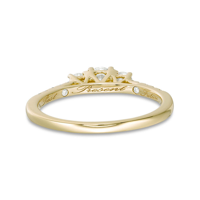 Main Image 4 of 1/2 CT. T.W. Diamond Past Present Future® Engagement Ring in 10K Gold
