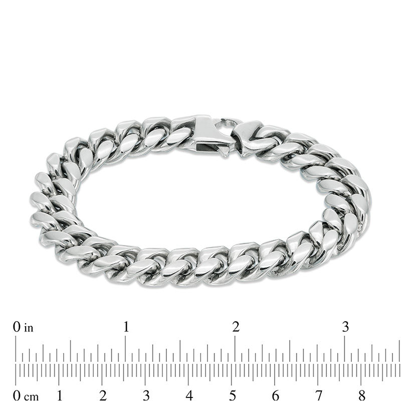Main Image 4 of 12.0mm Multi-Finish Reversible Curb Chain Bracelet in Stainless Steel - 8.5"