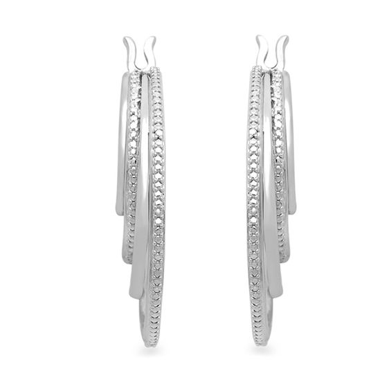 1/4 CT. T.w. Diamond Layered Hoop Earrings in Sterling Silver