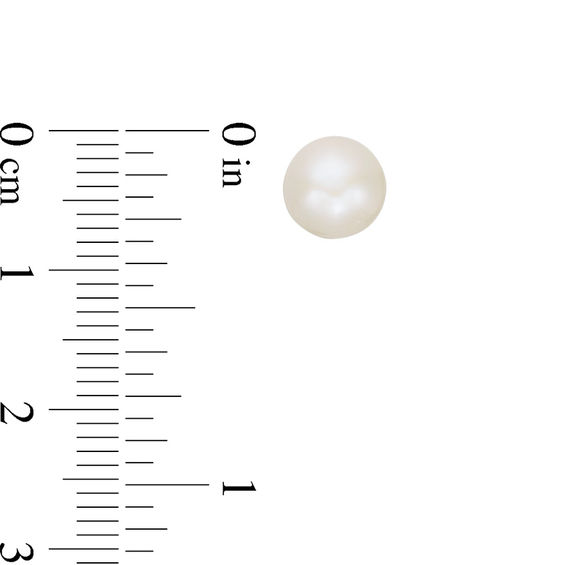 7.0mm Button Freshwater Cultured Pearl Stud Earrings in Sterling Silver