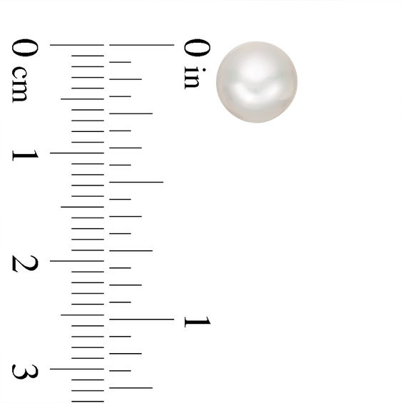 8.0mm Button Freshwater Cultured Pearl Stud Earrings in Sterling Silver