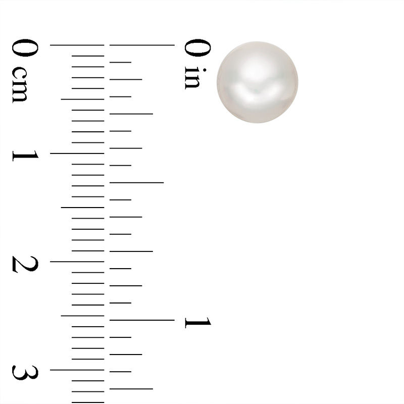 Main Image 3 of 8.0mm Button Freshwater Cultured Pearl Stud Earrings in Sterling Silver