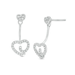 1/4 CT. T.W. Diamond Swirl Heart Front/Back Earrings in Sterling Silver