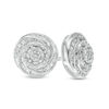Thumbnail Image 1 of 1/4 CT. T.W. Baguette and Round Diamond Swirl Love Knot Stud Earrings in Sterling Silver