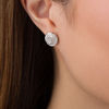 Thumbnail Image 2 of 1/4 CT. T.W. Baguette and Round Diamond Swirl Love Knot Stud Earrings in Sterling Silver