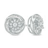 Thumbnail Image 1 of 3/4 CT. T.W. Baguette and Round Diamond Swirl Love Knot Stud Earrings in Sterling Silver