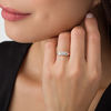 Thumbnail Image 2 of 1/2 CT. T.W. Diamond Three Stone Twist Frame Engagement Ring in 10K Rose Gold