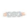 Thumbnail Image 5 of 1/2 CT. T.W. Diamond Three Stone Twist Frame Engagement Ring in 10K Rose Gold