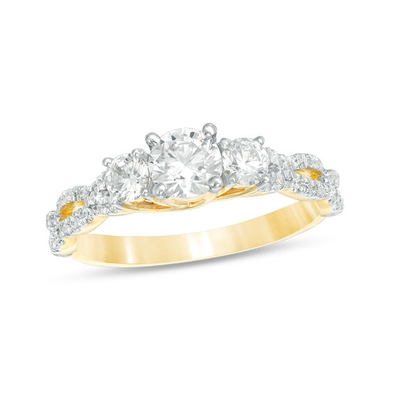 1 CT. T.w. Diamond Three Stone Braid Engagement Ring in 10K Gold