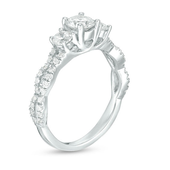 1 CT. T.w. Diamond Three Stone Braid Engagement Rink in 10K White Gold