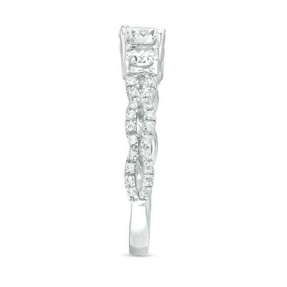1 CT. T.w. Diamond Three Stone Braid Engagement Rink in 10K White Gold