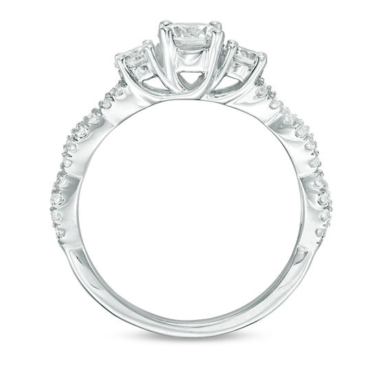 1 CT. T.w. Diamond Three Stone Braid Engagement Rink in 10K White Gold