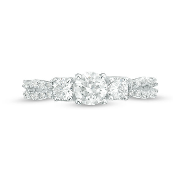 1 CT. T.w. Diamond Three Stone Braid Engagement Rink in 10K White Gold