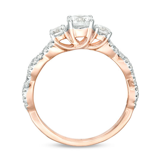 1 CT. T.w. Diamond Three Stone Braid Engagement Ring in 10K Rose Gold