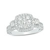 Thumbnail Image 1 of 1 CT. T.W. Composite Diamond Cushion Frame Three Stone Engagement Ring in 14K White Gold