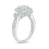 Thumbnail Image 1 of 1 CT. T.W. Composite Diamond Cushion Frame Three Stone Engagement Ring in 14K White Gold