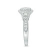 Thumbnail Image 4 of 1 CT. T.W. Composite Diamond Cushion Frame Three Stone Engagement Ring in 14K White Gold