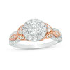 Thumbnail Image 1 of 1 CT. T.W. Diamond Frame Leaf-Sides Vintage-Style Engagement Ring in 14K Two-Tone Gold