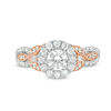 Thumbnail Image 6 of 1 CT. T.W. Diamond Frame Leaf-Sides Vintage-Style Engagement Ring in 14K Two-Tone Gold