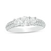Thumbnail Image 1 of 1 CT. T.W. Diamond Three Stone Two Row Engagement Ring in 10K White Gold