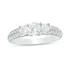 Thumbnail Image 1 of 1 CT. T.W. Diamond Three Stone Two Row Engagement Ring in 10K White Gold