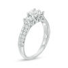 Thumbnail Image 1 of 1 CT. T.W. Diamond Three Stone Two Row Engagement Ring in 10K White Gold