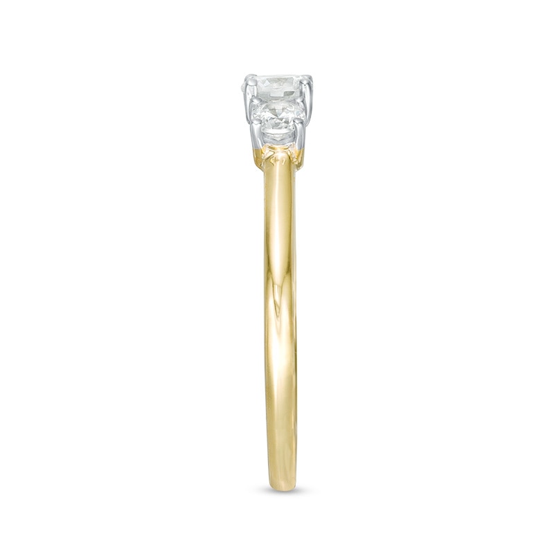 Main Image 4 of 1/2 CT. T.W. Diamond Three Stone Engagement Ring in 10K Gold
