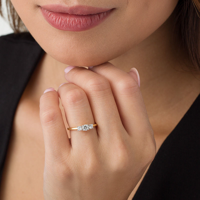 Main Image 3 of 1/2 CT. T.W. Diamond Three Stone Engagement Ring in 10K Gold
