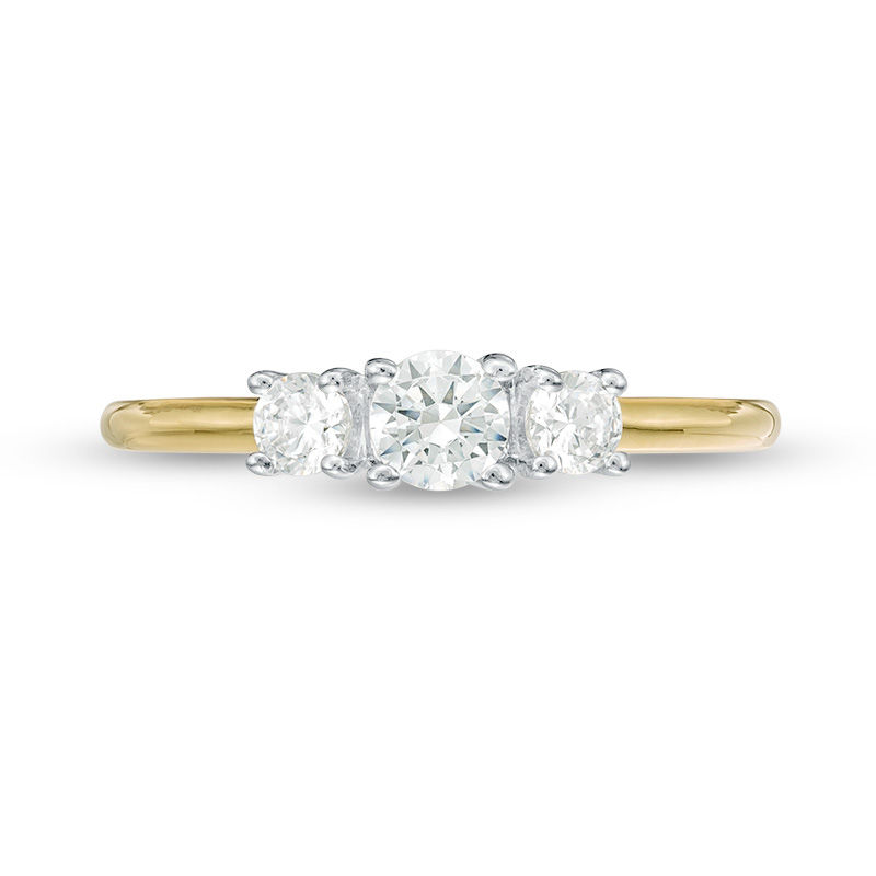 Main Image 6 of 1/2 CT. T.W. Diamond Three Stone Engagement Ring in 10K Gold