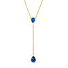 Thumbnail Image 0 of Pear-Shaped Lab-Created Blue Sapphire "Y" Necklace in 10K Gold - 19"