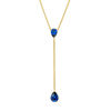 Thumbnail Image 1 of Pear-Shaped Lab-Created Blue Sapphire "Y" Necklace in 10K Gold - 19"