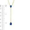 Thumbnail Image 3 of Pear-Shaped Lab-Created Blue Sapphire "Y" Necklace in 10K Gold - 19"