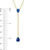 Thumbnail Image 4 of Pear-Shaped Lab-Created Blue Sapphire "Y" Necklace in 10K Gold - 19"