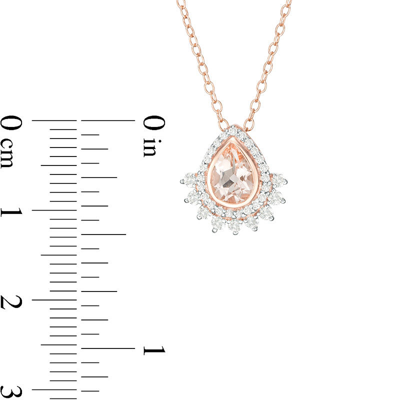 Pear-Shaped Morganite and 1/4 CT. T.W. Diamond Frame Pendant in 10K Rose Gold