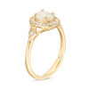 Thumbnail Image 2 of Oval Opal and 1/10 CT. T.W. Diamond Frame Split Shank Vintage-Style Ring in 10K Gold