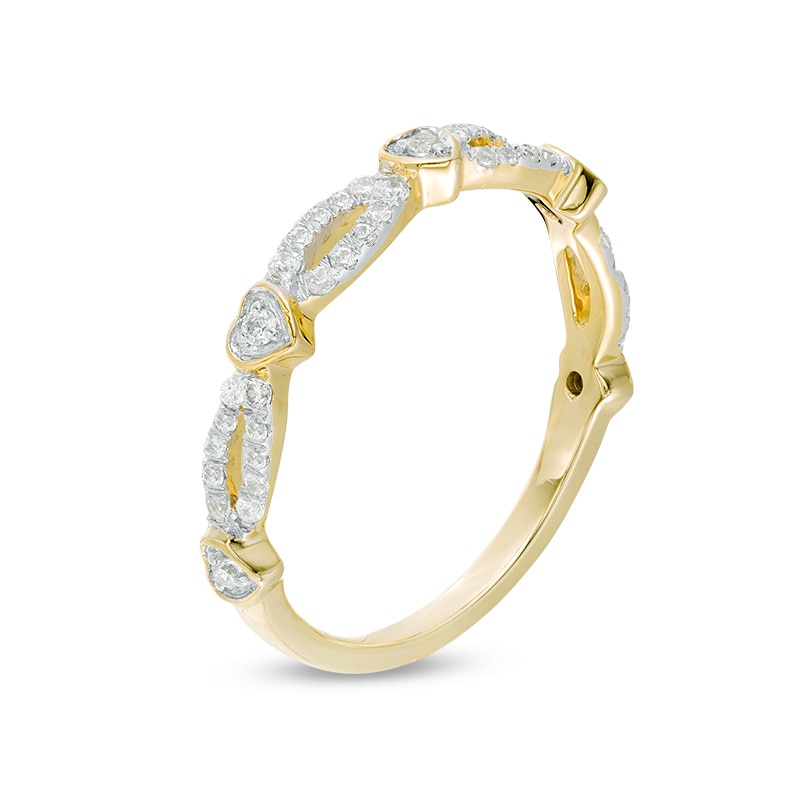 Main Image 2 of 1/4 CT. T.W. Diamond Alternating Heart Stackable Band in 10K Gold