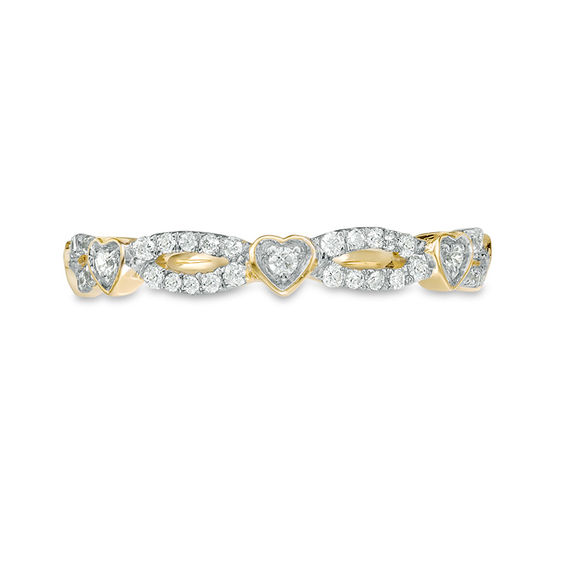 1/4 CT. T.w. Diamond Alternating Heart Stackable Band in 10K Gold