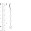 Thumbnail Image 3 of 4.0-8.0mm Oval Freshwater Cultured Pearl Silver Thread Station Drop Earrings with Sterling Silver Backs