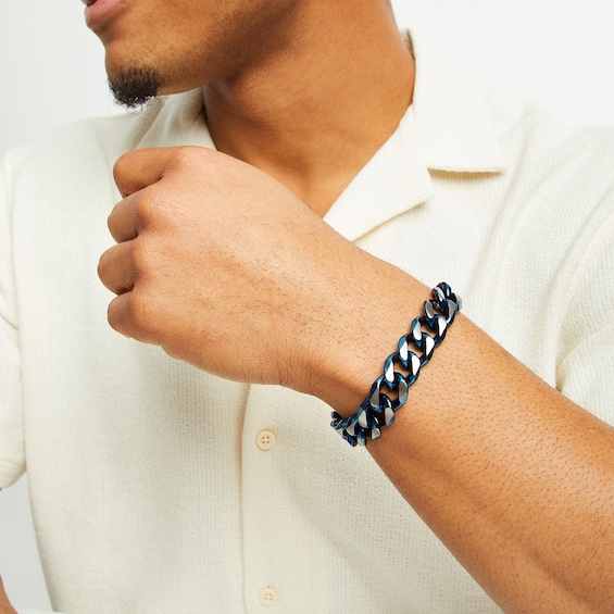 14.75mm Curb Chain Bracelet in Two-Tone Ion-Plated Stainless Steel - 9.0"