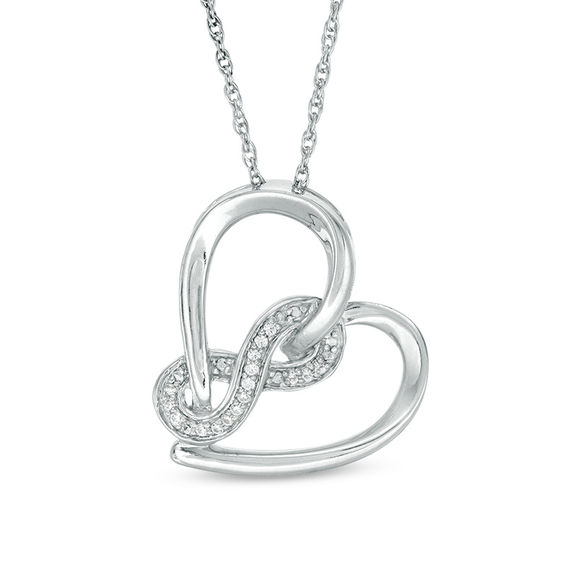 Details about   10K White Gold Diamond Infinity Slide Pendant Love Knot .10ct 5/8 Inch 