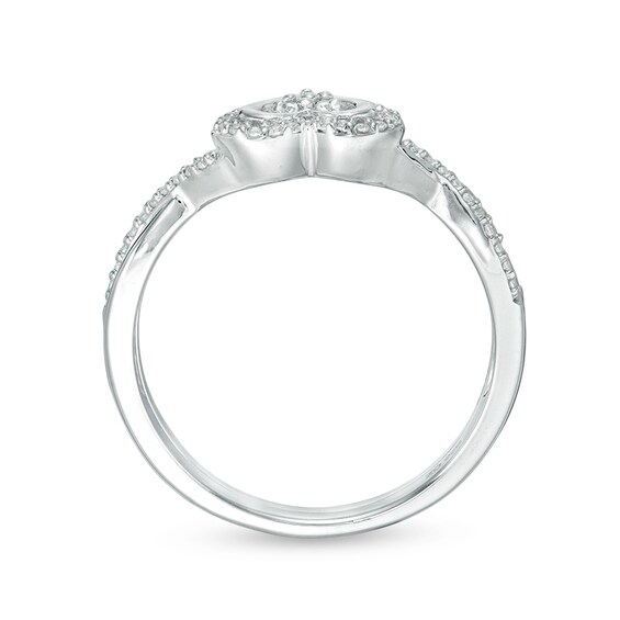 1/5 CT. T.w. Diamond Heart Frame Twist Bridal Set in 10K White Gold