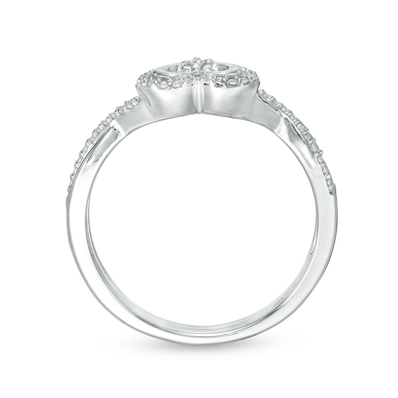 Main Image 5 of 1/5 CT. T.W. Diamond Heart Frame Twist Bridal Set in 10K White Gold