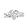 Thumbnail Image 6 of 1/5 CT. T.W. Diamond Heart Frame Twist Bridal Set in 10K White Gold