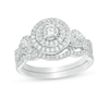 Thumbnail Image 1 of 3/4 CT. T.W. Diamond Double Frame Twist Bridal Set in 10K White Gold