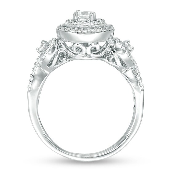 3/4 CT. T.w. Diamond Double Frame Twist Bridal Set in 10K White Gold