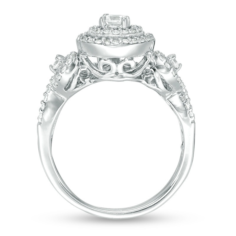 Main Image 5 of 3/4 CT. T.W. Diamond Double Frame Twist Bridal Set in 10K White Gold