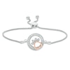 Thumbnail Image 1 of 1/15 CT. T.W. Diamond Open Circle Paw Print Bolo Bracelet in Sterling Silver and 10K Rose Gold - 9.5"